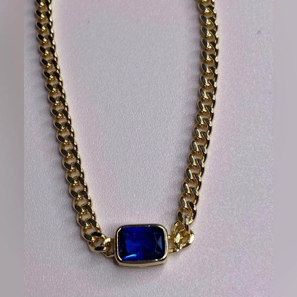 SOLD.  STUNNING BLUE SAPPHIRE & GOLD BRACELET - Picture 4 of 4